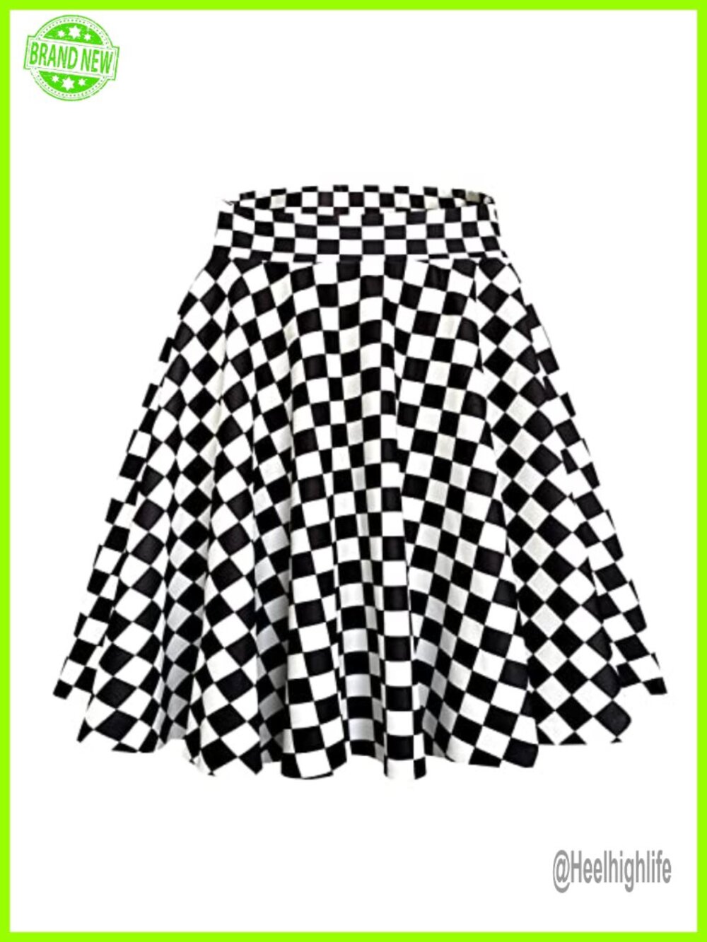 Pleated Skater Skirt Stretch Waist Flared Mini A-Line
